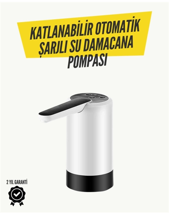 8000mAh Şarjlı Damacana Su Pompası | Tek Tuşla Otomatik Su Alımı | 40-80 Sn Dolum | Katlanabilir Tasarım