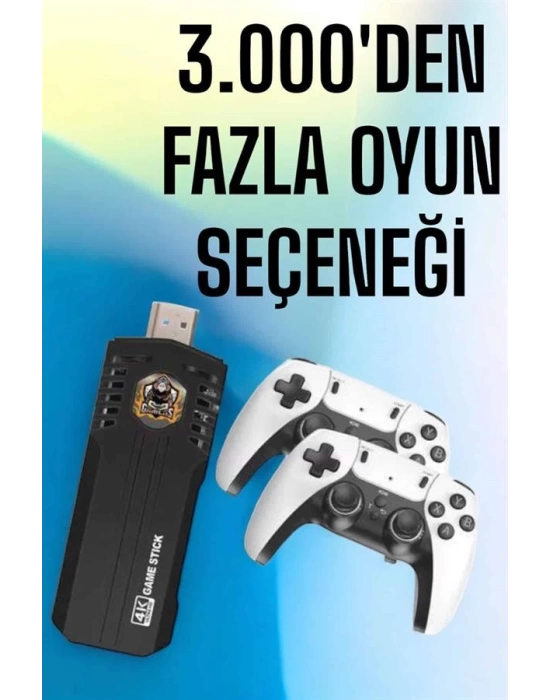 8K Android TV Gme Stick Video Oyun Konsolu Aile Retro 35000 Oyunlu Çift Kollu