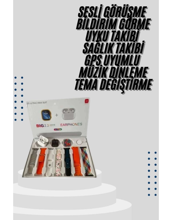9 Ultra Akıllı Saat 49mm 2inç Ekran 7 Kordonlu ve Bluetooth Kulaklık