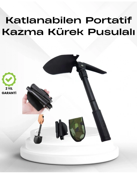 Açık Hava Aktiviteleri için Portatif Kazma Kürek Takımı – Kamuflaj Çantalı, Katlanabilir