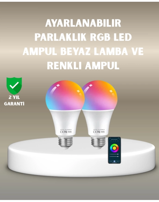Akıllı 9W RGBW LED Ampul, tasaruflu romantik ışıklı