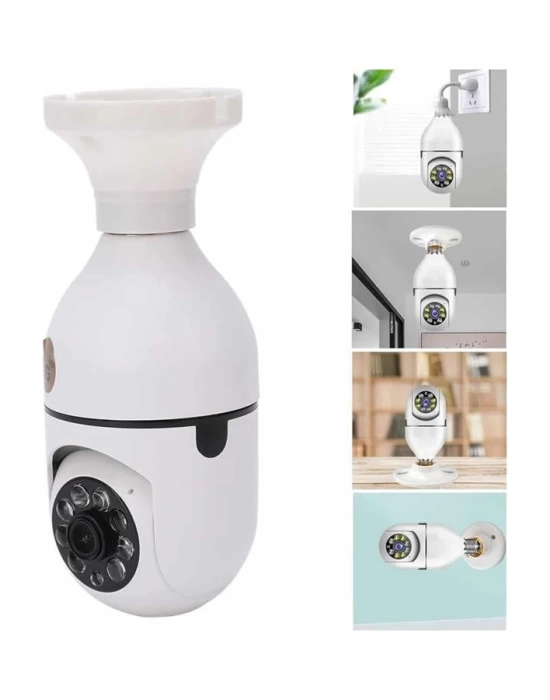 Akıllı Kamera Wifi Kamera Duylu Ampul Görünümlü 360 Derece Dönebilen Ev Kamerası