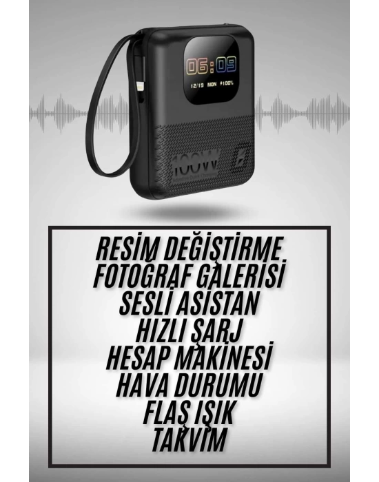Akıllı Powerbank 10.000 MAH 4 Çıkışlı Taşınabilir Dijital Göstergeli