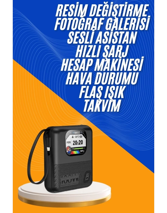 Akıllı Powerbank 10.000 Mah Ekranlı Müzik Dinleme Oyun Oynama Bluetooth Bağlantılı