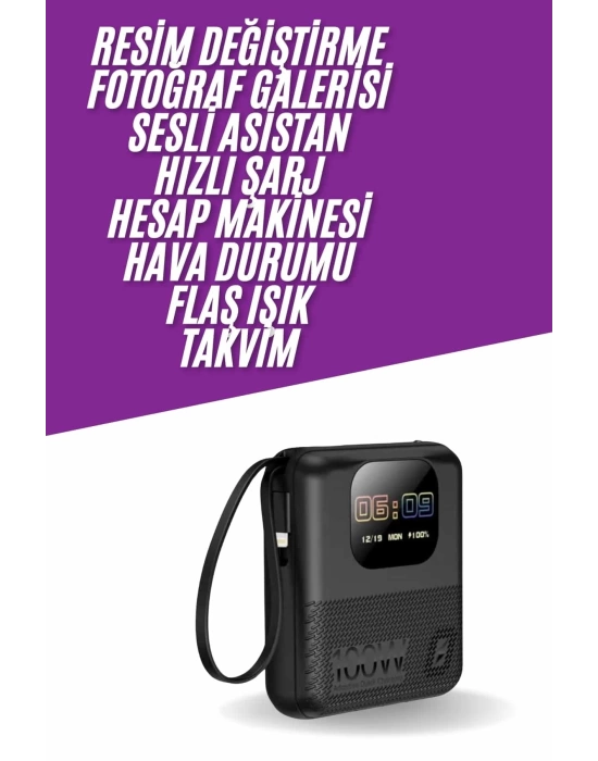 Akıllı Powerbank Ekranlı 10.000 Mah Hızlı Şarj Edebilen 4 Girişli Çok Fonksiyonlu