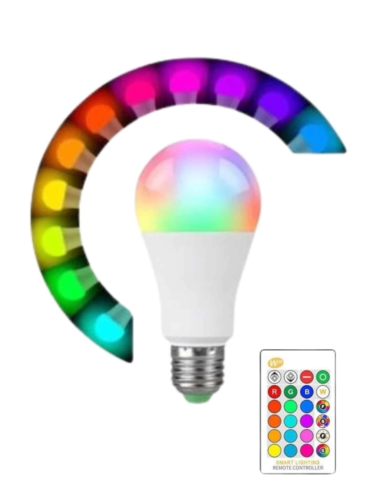 Akıllı RGB Led Ampul Led Uzaktan Kumandalı Renk Değiştiren Ampul