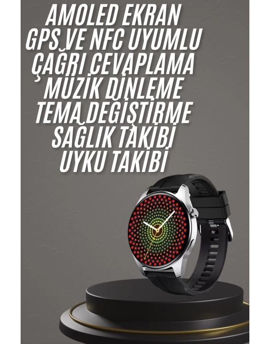 Akıllı Saat 1.5 Inç Amoled Ekran Çift Kordonlu GPS NFC Uyumlu