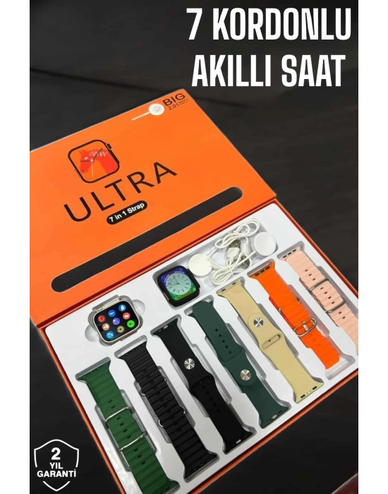 Akıllı Saat 7 Kordonlu Metal,Plastik Ve Hasır Kordon Seçeneği
