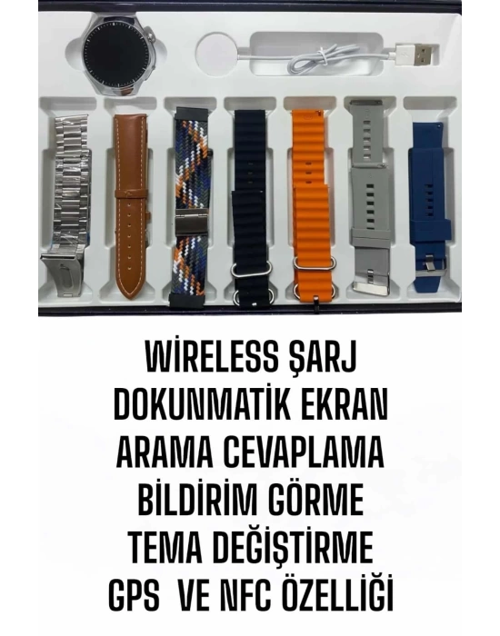 Akıllı Saat 7 Kordonlu Yeni Nesil Arama Cevaplayan Çok Fonksiyonlu