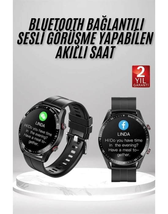 Akıllı Saat Amoled Ekran Metal Ve Deri Kordonlu Uyku ve Sağlık Takibi Titreşimli