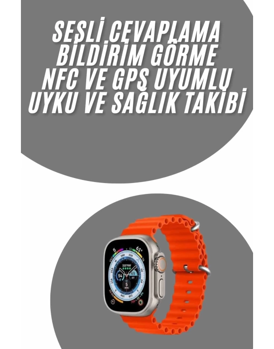 Akıllı Saat Android ve İOS Uyumlu 49 MM NFC Özelliği GPS Takibi