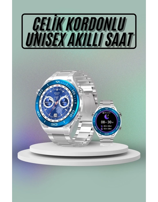 Akıllı Saat Çelik Kordonlu Amoled Ekran Android ve İOS Uyumlu Çağrı Cevaplayabilen