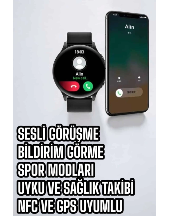 Akıllı Saat Çok Fonksiyonlu Sesli Görüşme NFC Uyumlu Amoled Ekran