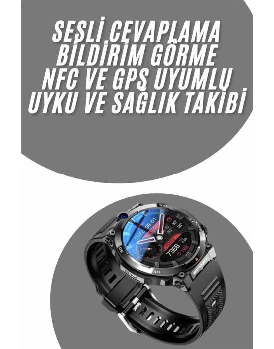 Akıllı Saat Titanyum Kasa Yuvarlak Ekran Alarm Uyku ve Sağlık Takibi Titreşimli