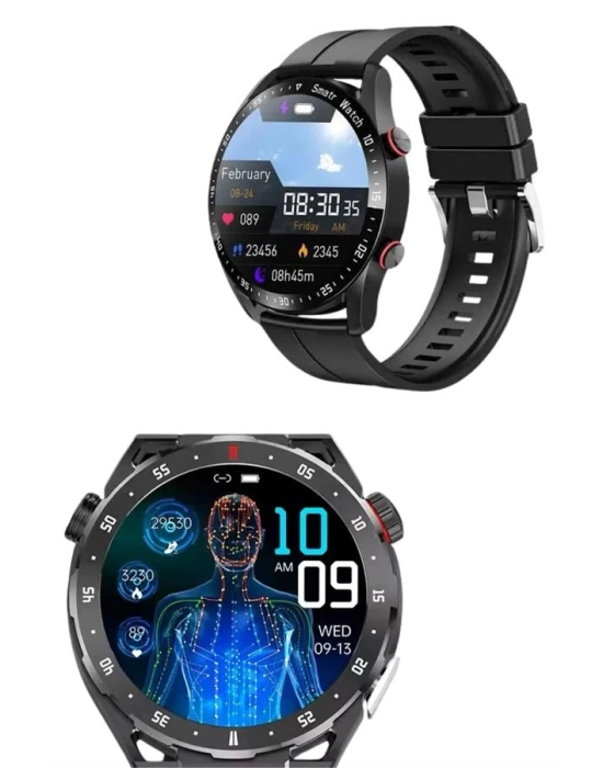 Akıllı Saat Titanyum Kasa Yuvarlak Ekran Alarm Uyku ve Sağlık Takibi Titreşimli