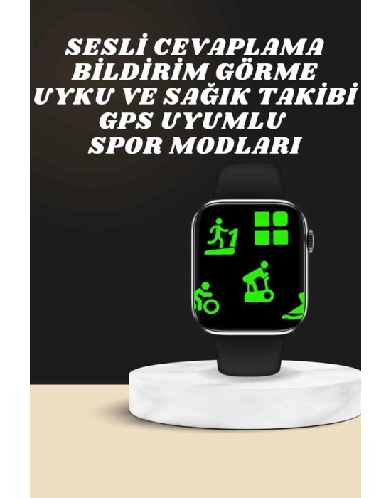 Akıllı Saat Wireless Şarj Yüksek Çözünürlüklü Müzik Dinleme Sesli Cevaplama