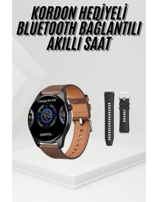 Akıllı Saat Yuvarlak Ekran Sesli Görüşme Özellikli Siyah Akıllı Unisex Kol Saati