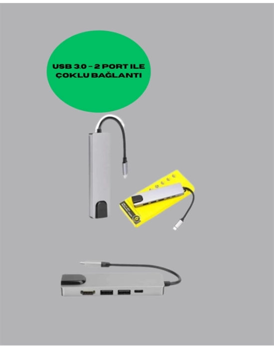 Alüminyum Gövdeli Type‑C HDMI & Ethernet Adaptör – Tak & Çalıştır