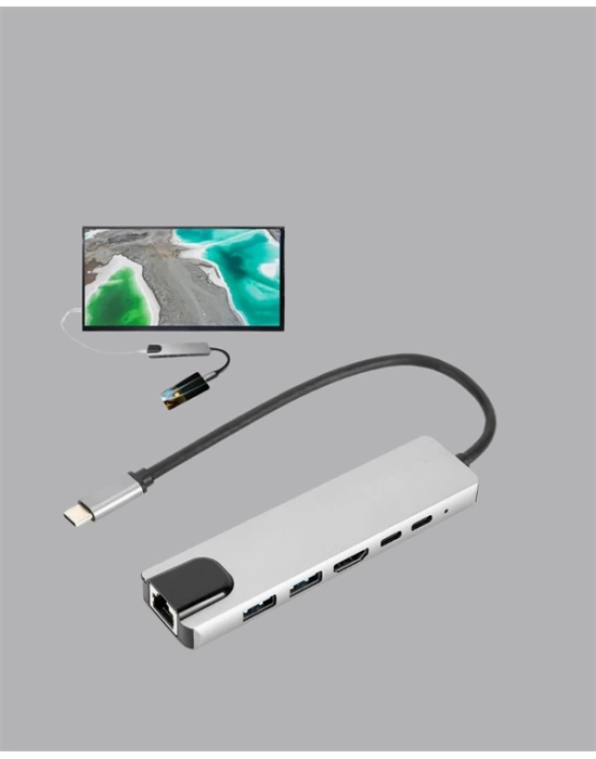 Alüminyum Gövdeli Type‑C HDMI & Ethernet Adaptör – Tak & Çalıştır