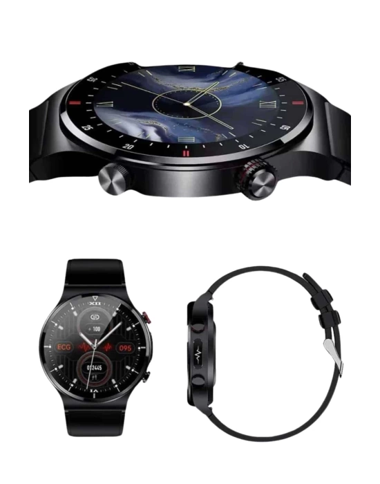 Amoled Ekran Metal Deri Silikon Kordonlu Uyku ve Sağlık Takibi