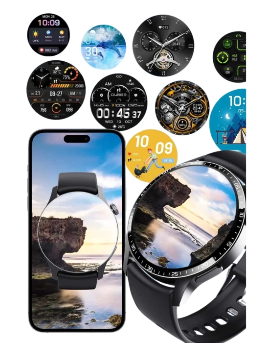 Amoled Ekran Metal Deri Silikon Kordonlu Uyku ve Sağlık Takibi
