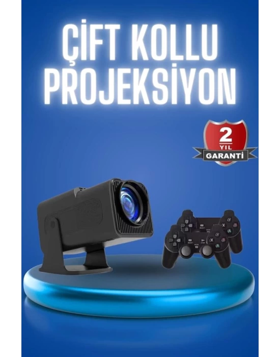 Android Projeksiyon Siyah Taşınabilir Sinema Projektörü 4k 1080p Ev Sineması Bluetooth
