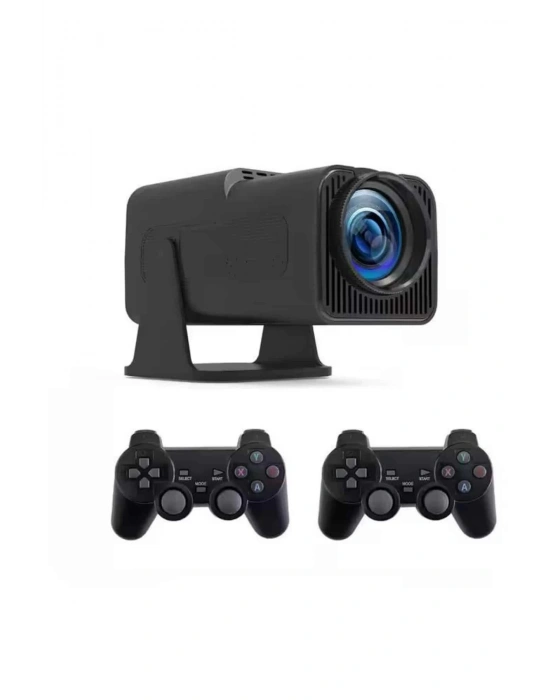 Android Projeksiyon Siyah Taşınabilir Sinema Projektörü 4k 1080p Ev Sineması Bluetooth