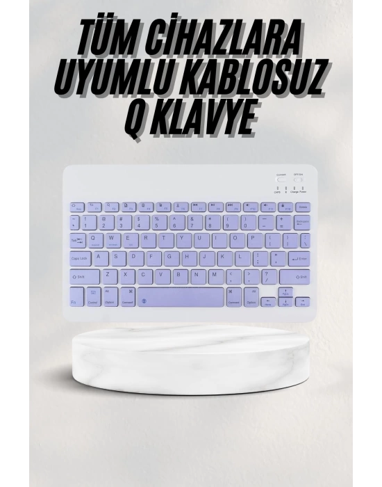 Android ve İOS Uyumlu Bluetooth Kablosuz Türkçe Q Klavye Renkli