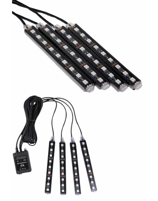 Araç İçi Ayak Altı 12li Şerit Led Işık Uzaktan Kumandalı RGB Işıklı Ses ve Müziğe Duyarlı
