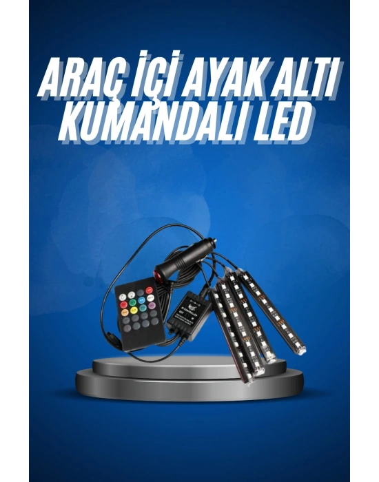 Araç İçi Ayak Altı Led 12 Led Işık Sese Müziğe Duyarlı RGB Işıklı Aydınlatma Seti