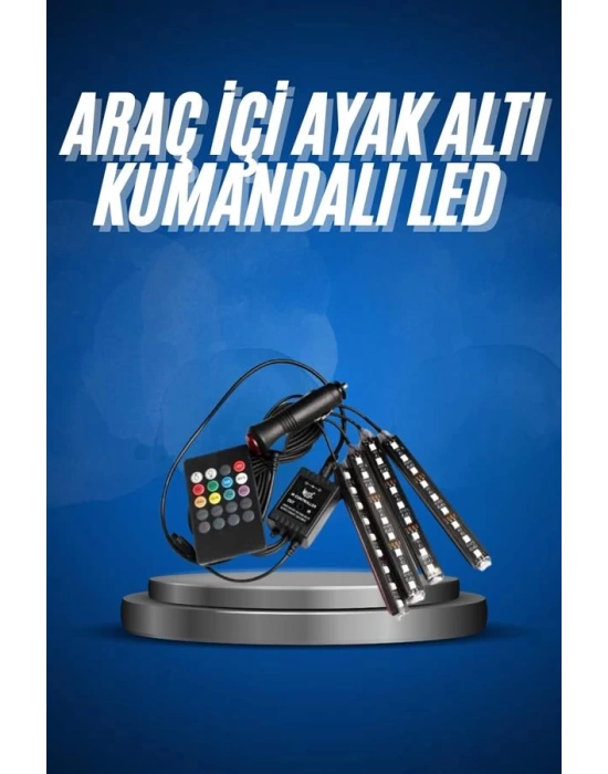 Araç İçi Ayak Altı Led 12 Led Işık Sese Müziğe Duyarlı RGB Işıklı Aydınlatma Seti