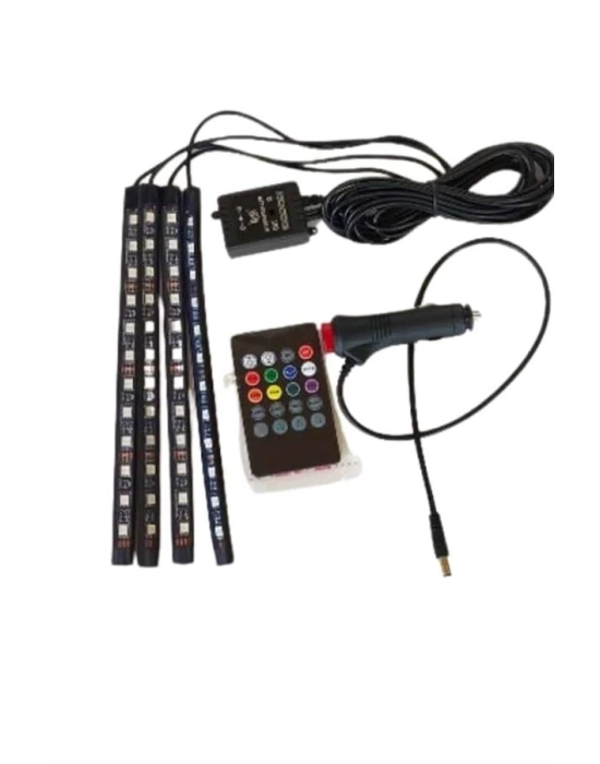 Araç İçi Ayak Altı Led 12 Led Işık Sese Müziğe Duyarlı RGB Işıklı Aydınlatma Seti