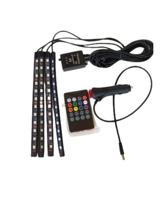 Araç İçi Ayak Altı Led 12 Led Işık Sese Müziğe Duyarlı RGB Işıklı Aydınlatma Seti