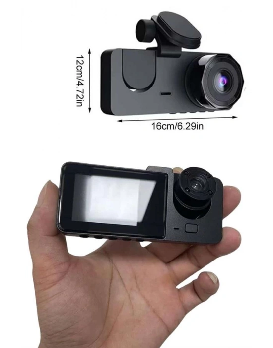 Araç İçi Dikiz Kamerası Sürüş Kaydedici 3 Lensli DVR Kamera