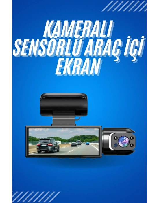 Araç İçi Full Hd Kamera Ön ve Arka Kameralı Ekranlı Araç Kamerası