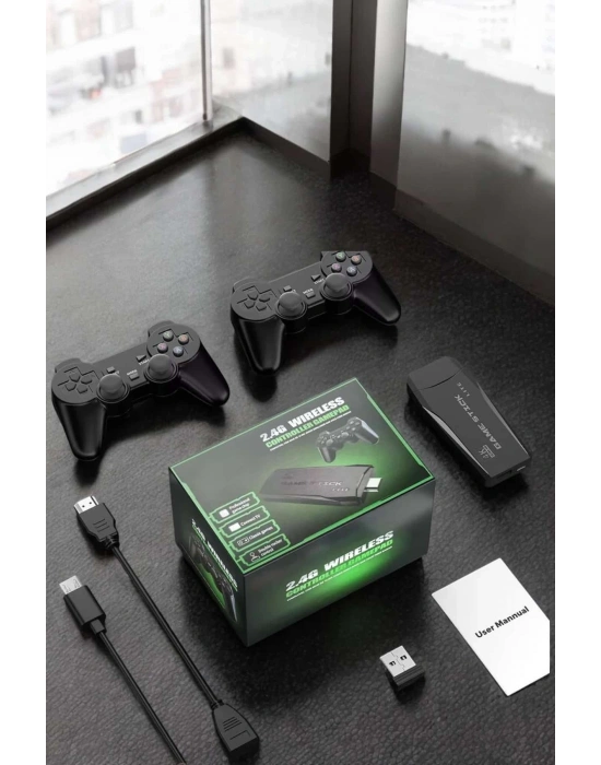 Atari Oyun Konsolu 2000 Oyunlu Game Stick 2.4G Wireless