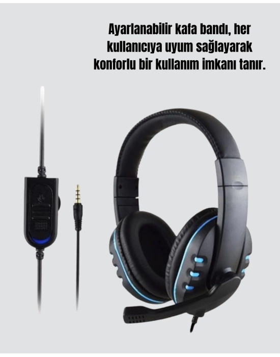 Ayarlanabilir Kafa Bandı ve Mikrofonlu Kulaklık – Oyun ve Müzik İçin İdeal