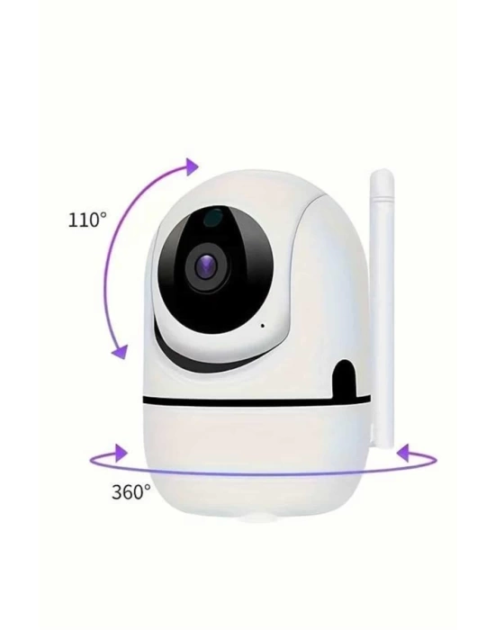 Baby Kamera Kablosuz 720P Beyaz 360 Derece Wifi Kamera Full HD 1080p