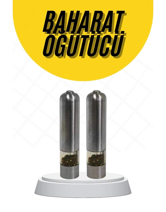 Baharat Öğütücü Paslanmaz Ayarlanabilir Otomatik Pilli Işıklı Tuz & Karabiber