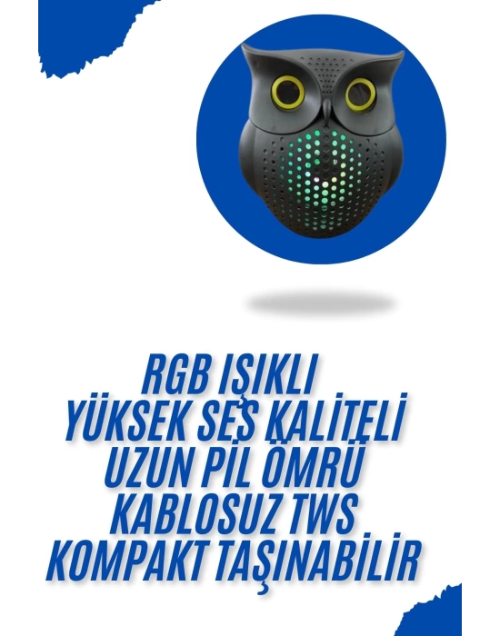 Baykuş Görünümlü Işıklı Bluetooth Speaker Bluetooth Hoparlör