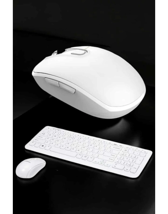 Beyaz Kablosuz Klavye Fare Seti Kablosuz Fare USB Alıcı PC Uyumlu