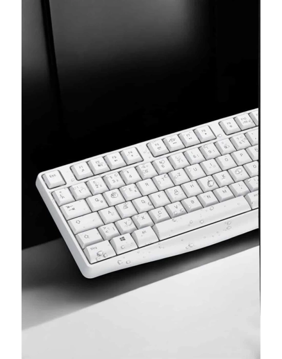 Beyaz Kablosuz Klavye Fare Seti Kablosuz Fare USB Alıcı PC Uyumlu