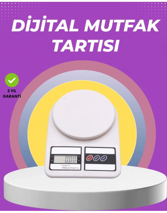 Beyaz Plastik Dijital Mutfak Tartısı – 24x16.8x1.5cm