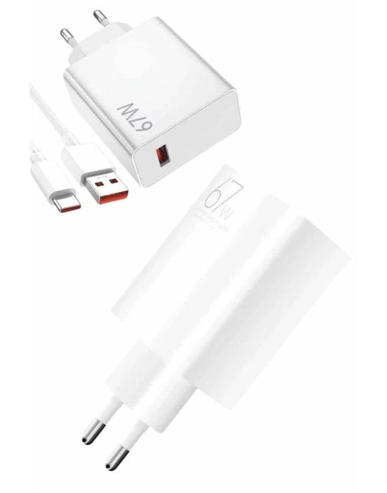 Beyaz Ultra Plus Hızlı Şarj Seti Şarj Adaptörü ve Kablosu 67W