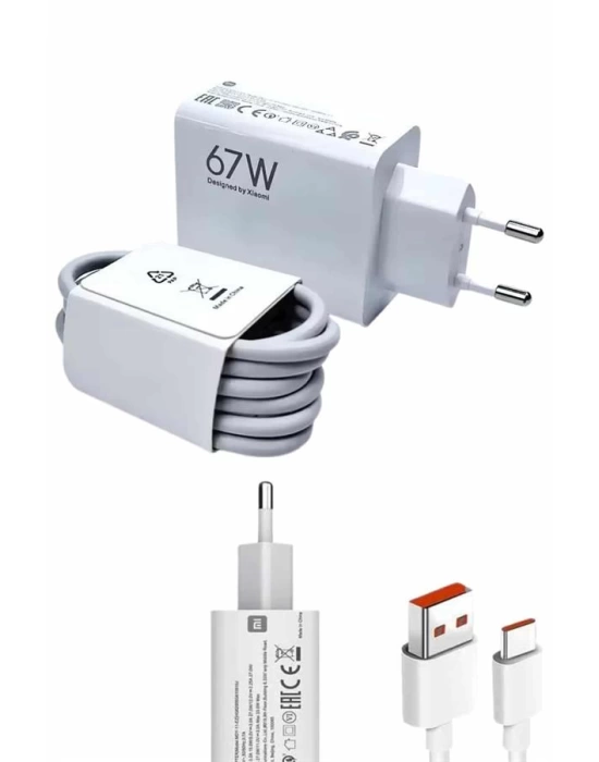 Beyaz Ultra Plus Hızlı Şarj Seti Şarj Adaptörü ve Kablosu 67W