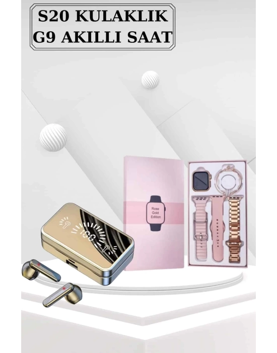 Bileklikli Amoled Ekran Akıllı Saat ve Dijital Göstergeli Kablosuz Bluetooth Kulaklık ANC/ ENC