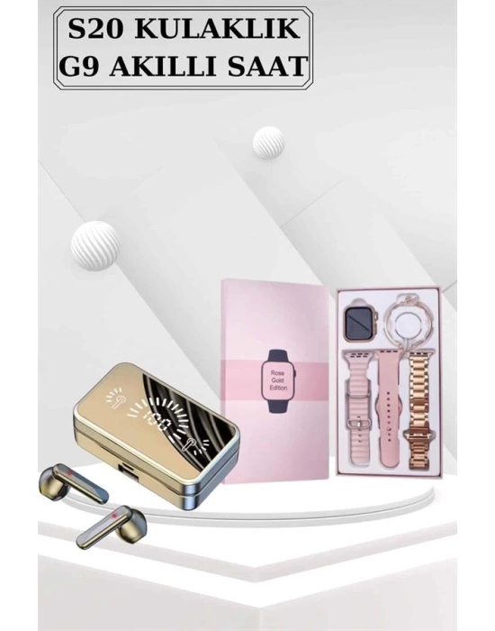 Bileklikli Amoled Ekran Akıllı Saat ve Dijital Göstergeli Kablosuz Bluetooth Kulaklık ANC/ ENC