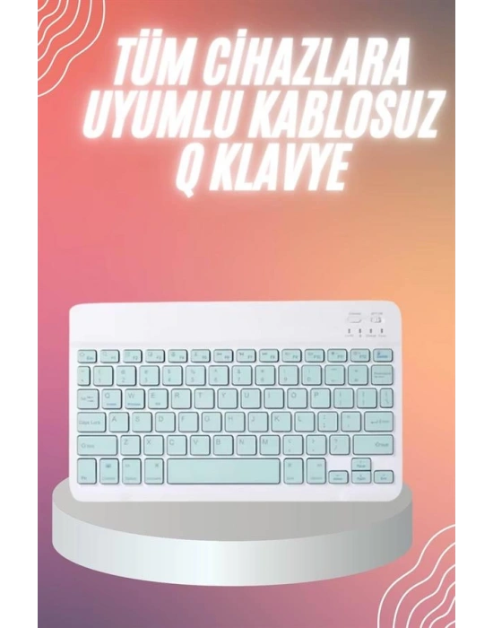 Bluetooh Wıreless Keyboard Siyah Q Klavye İOS Ipad Android Windows Uyumlu