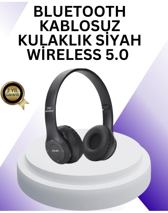 Bluetooth 5.0 Kablosuz Kulak Üstü Kulaklık | Stereo Ses ve Katlanabilir Tasarım