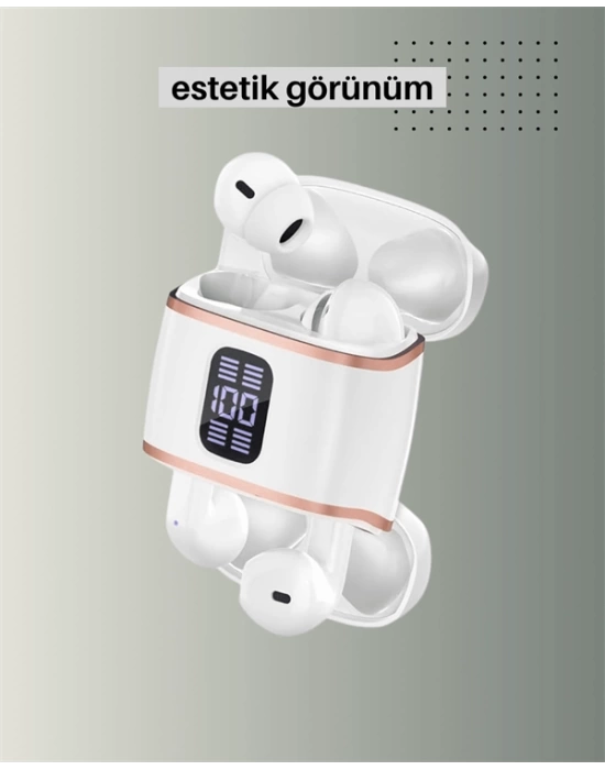 Bluetooth 5.3 Kulaklık – Kulakiçi, ANC+ENC, 4 Adet Set, Dijital Göstergeli